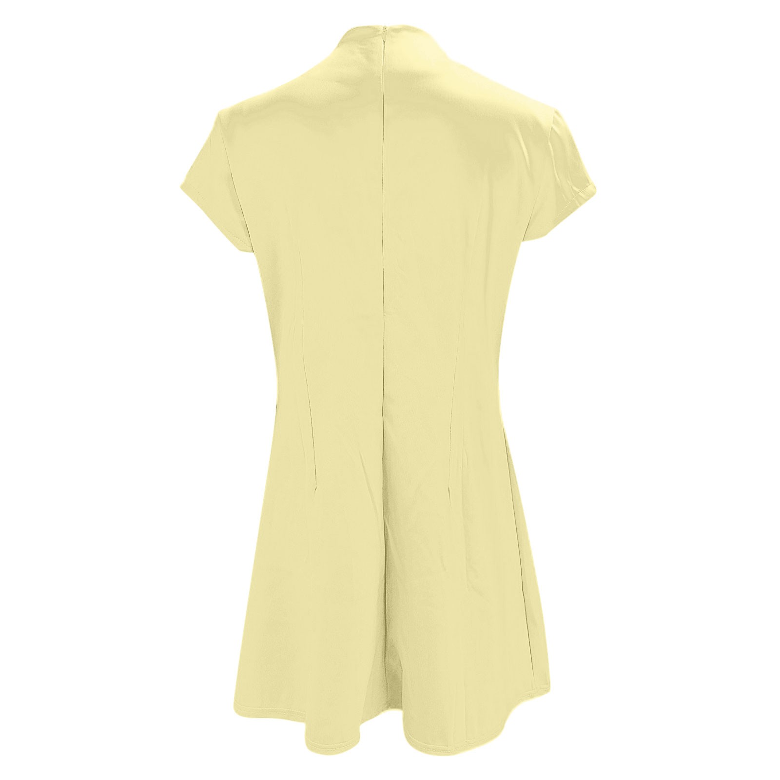 thumbnail image 5 of Vestido informal corto de manga corta liso y sexy de corte ajustado y cintura alta para mujer - Poliéster ligero, bolsillos, varias tallas, 5 of 5